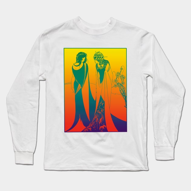 Salome and her mother (green on orange) Long Sleeve T-Shirt by Soth Studio